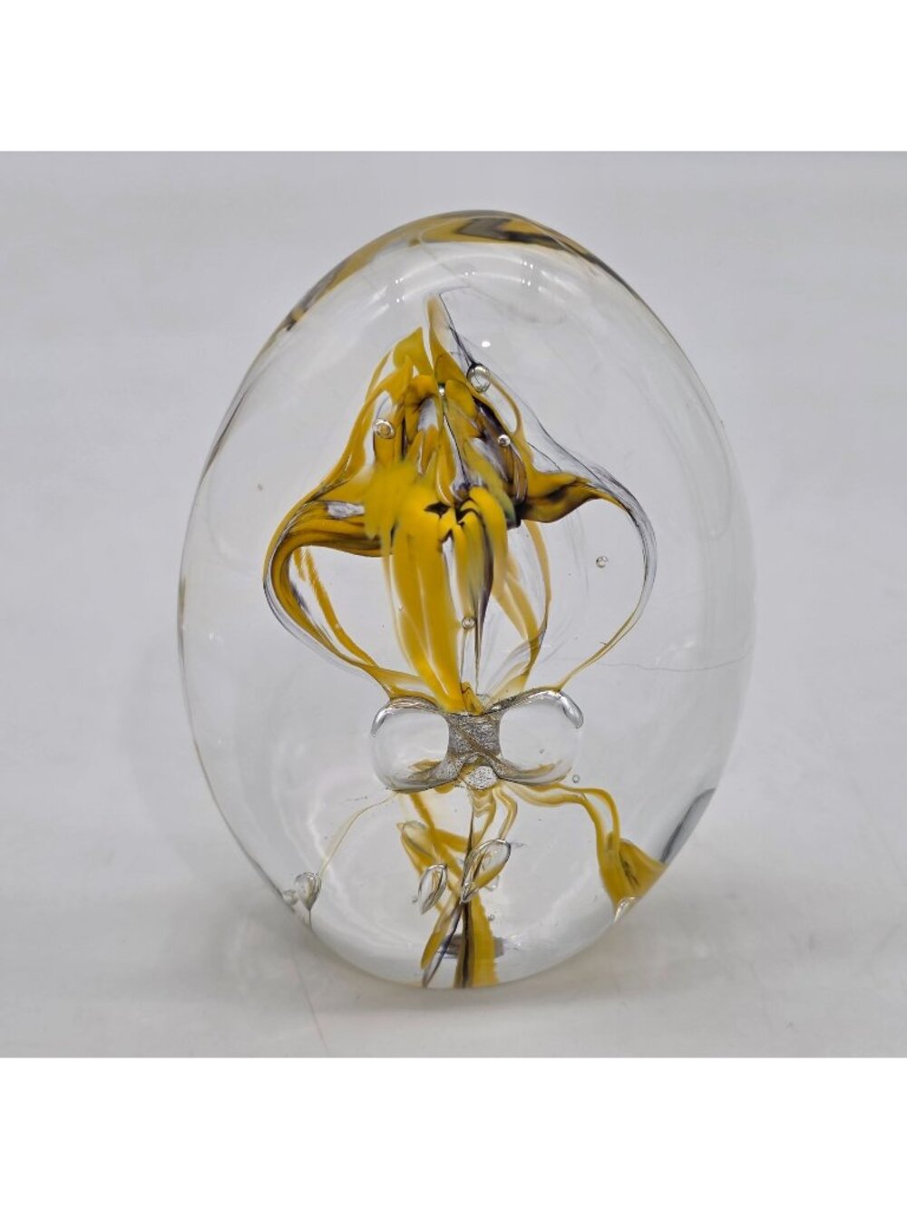 Kris Pfeiffer Brilliant Handmade Glass Paperweight Yellow Abstract Design Hollan